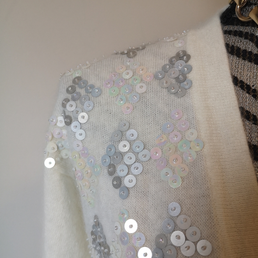 Vintage Lambswool and Angora Sequin Cardigan - Picture 4 of 6